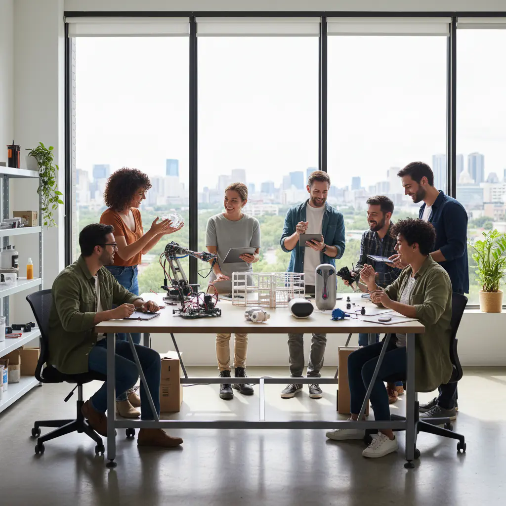 El equipo trabajando en diseños