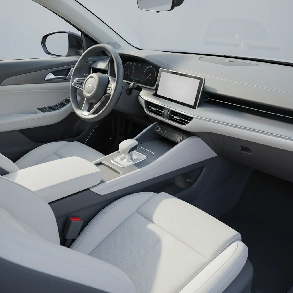 Detalle de accesorios limpios y ordenados en el coche